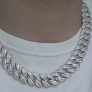 High Quality Customized Iced Jewelz Iced Cuban Link Moissanite Chain 925 Sterling Silver Rose Gold Plated D VVS Brilliant - Product Image 4