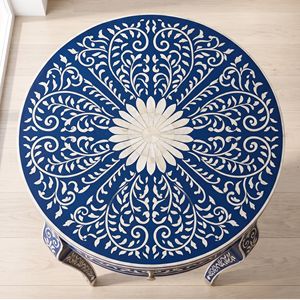 Best Quality Handmade <b>blue</b> floral Bone Inlay <b>Bedside</b> <b>Table</b> Made of Wood for Decoration From India. - Product Image 3