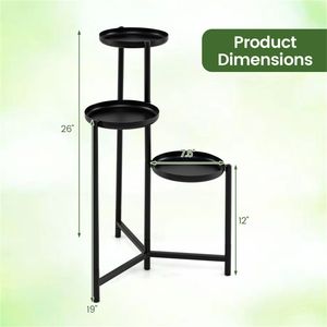 3-Tier Black Rustproof Metal Plant <b>Stand</b> with Anti-Scratch Feet Staggered <b>Corner</b> Plant Shelf for Flower Pots & Planters - Product Image 6