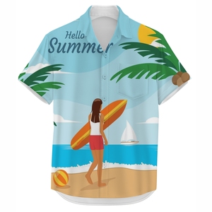 Camisa Aloha para Hombre, Estampado Personalizado, Transpirable, Ropa de Vacaciones, Ligera, Estilo Costero, Cierre de Botones, Informal, para Verano - Product Image 2