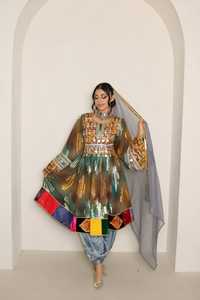 Vestidos vintage kuchi afganos hechos a mano para mujer en varios colores y tallas, ropa tradicional afgana multicolor. - Product Image 2