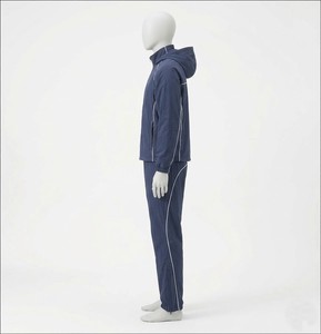 Wholesale Men Navy Blue <b>Retro</b> <b>Tracksuit</b> Lightweight Zip Up Windbreaker Set Stripe Detail Athletic Running Sportswear - Product Image 4