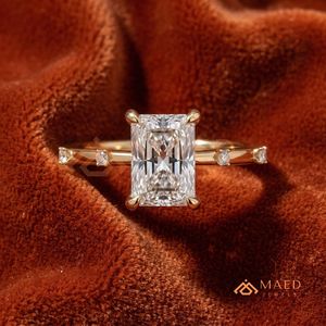 18K Gold Plated Radiant Cut Moissanite Engagement <b>Ring</b> Lab Grown Diamond Bridal Jewelry Women USA Luxe - Product Image 1