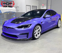 Kit Carrosserie V Style en Carbone Sec pour Tesla Model S : Lame de Pare-chocs Avant, Jupes Latérales, Diffuseur Arrière, Aile, Capot et Aileron Arrière - Vente Directe Usine