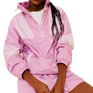 Custom Pink Women Half Zip Windbreaker Set Lightweight <b>Summer</b> windbreaker short set Track Suit Set Spring Casual <b>jacket</b> for <b>men</b> - Product Image 5