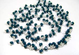 Neon Apatite Dangling Chain Rondelle Faceted 3-4mm Beaded Cluster Rosary Chain - Product Image 4