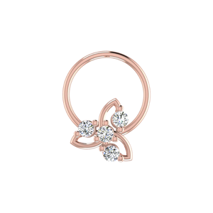 AJRETAIL Bijou de piercing ethnique pour femme en or 14 carats, design pétale prismatique, diamant naturel 0,08 ct, clou de nez - Product Image 2