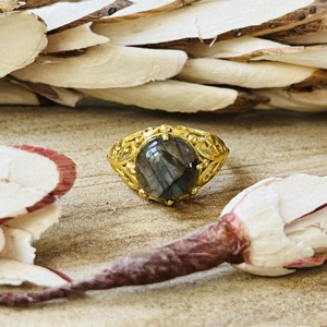 Unique Statement Brass <b>Labradorite</b> <b>Ring</b> 18k Gold Plated Filigree Handmade <b>Ring</b> Vintage Fashionable Wholesale <b>Ring</b> For Women - Product Image 4
