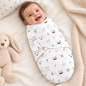 Couverture d'emmaillotage pour bébé en coton biologique |   Sac de couchage pour nouveau-né, couverture douce et respirante |   Couverture de sommeil réglable pour bébés garçons et filles - Product Image 3