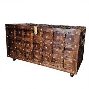 Hand Carved Solid Wood <b>Vintage</b> Farmhouse Style <b>Storage</b> <b>Trunk</b> & Blanket Chest-Durable Nomad Heritage Wooden <b>Trunk</b> - Product Image 2
