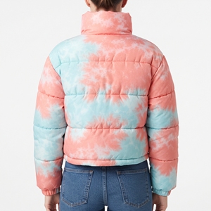 Women's Custom Printed <b>Belted</b> Puffer Jacket Quilted Hooded Winter Coat Warm Padded Outdoor Casual Fashion Outerwear Cold Weather - Product Image 2