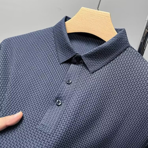 Chemises polo pour hommes de haute qualité à manches courtes, séchage rapide, imprimés rayés avec décoration boutonnée, tissu de qualité et soie, taille XL - Product Image 4