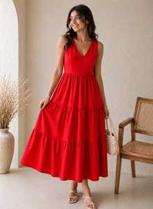 Vestido Maxi Blanco sin Mangas para Mujer, Vestido de Verano con Volantes - Product Image 2