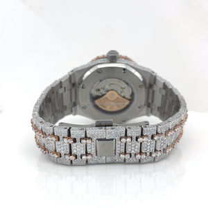 นาฬิกาเพชร VVS Moissanite นาฬิกากลไกฮิปฮอปสุดหรูปรับแต่งได้นาฬิกากลไกจักรกลพร้อมสายสแตนเลสสีเหลืองทอง - Product Image 2