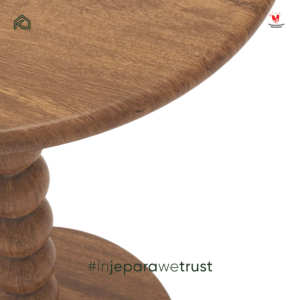 Solid Teak Wood Round Side <b>Table</b> Handcrafted Bobbin <b>Pedestal</b> Accent <b>Table</b> for Living Room Hotel Villa Furniture - Product Image 4