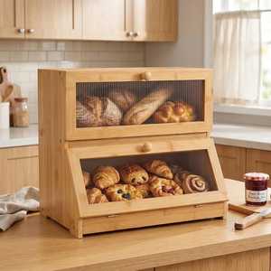 Black Metal Roll Top Bread Box <b>Large</b> <b>Kitchen</b> Countertop Food Storage Container <b>Bin</b> Holder Keeper Case Organizer - Product Image 2