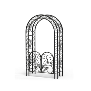 Arche de portail de jardin en fer forgé design, avec des courbes élégantes et des éléments décoratifs en spirale - Product Image 6