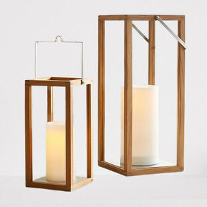 Farol de Madera y Metal Hecho a Mano, Decoración para el Hogar, con Acabado de Madera Natural, para Exteriores e Interiores - Product Image 1