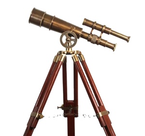 Telescopio de latón con acabado antiguo en trípode de madera ajustable decoración de suelo náutico regalo marítimo personalizado para exhibición en el hogar - Product Image 2