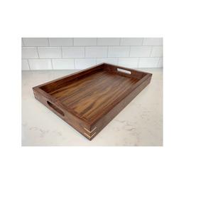 Plateau de service en bois multifonction grande capacité pour servir plusieurs assiettes, verres, bols et couverts en toute sécurité - Product Image 4