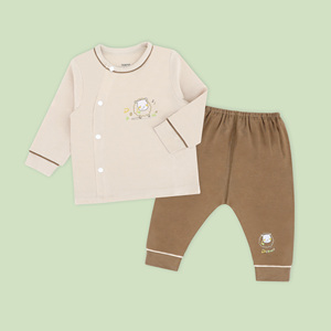 ชุดเสื้อผ้าเด็ก ALB04 แบบ unisex แขนยาว เปิดด้านข้าง ผ้าถักเนื้อนุ่ม ระบายอากาศได้ดี ผลิตจากผ้าโมดอลผสมสแปนเด็กซ์ มีสินค้าพร้อมส่ง - Product Image 1