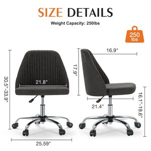 Sweetctrpy senza braccia sedia da scrivania da ufficio regolabile girevole lavoro Computer sedia da trucco con ruote per piccoli spazi - Product Image 3
