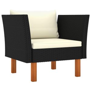 โซฟาสวนขนาดกลางพร้อมผ้าคลุมถอดได้ทำจากหวาย PE สีดำ - Product Image 1