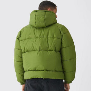 Nouvelle Veste Homme Matelassée en Duvet Style Funnel Neck Kaki avec Col Montant et Poches Zippées – Design Personnalisé - Product Image 2