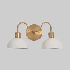 Applique murale moderne en laiton avec abat-jour blanc en forme de dôme, éclairage intérieur pour salle de bain, décoration intérieure - Product Image 1