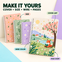 Carnet à spirale personnalisé LABON avec couverture illustrée en couleur, coins arrondis, pages vierges à spirale blanche, journal créatif, cadeau
