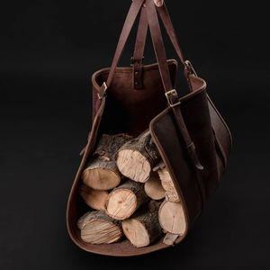 Porta leños de cuero, soporte de leña de cuero, almacenamiento de leña, accesorios para chimenea - Product Image 1