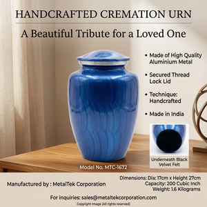 Handcrafted Blue Cremation Urn For Adults Ashes Secure Thread Lid Export Quality Funeral Memorial Decorative Burial Red Urns Jar - Product Image 4