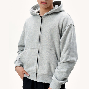 Sweat à capuche pour homme 100% Coton respirant, coupe oversize, avec logo personnalisé brodé, fermeture éclair intégrale, design masque de ski, épaules tombantes, vente en gros - Product Image 5