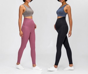 Women Full Length Solid Black Knitted Spandex Nylon Leggings <b>Stretch</b> Breathable Comfortable Sporty Yoga Fitness Wear - Product Image 1