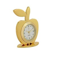 Horloge de table en forme de pomme dorée, horloge de bureau décorative moderne, horloge de bureau en métal pour la maison, le bureau, le salon, la chambre à coucher