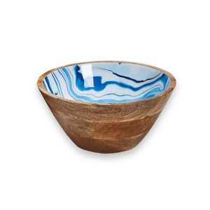 Bol à salade en bois de manguier naturel, fait main, écologique, imprimé et sculpté à la main, motif noir et blanc, pour la cuisine et la table. - Product Image 6