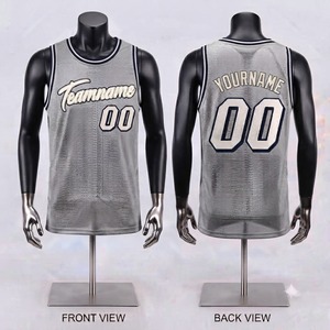 Maillot de basket personnalisé pour homme, sans manches, gris, en mesh sublimé, respirant, vêtement d'équipe, coupe classique, adulte, toutes saisons - Product Image 1