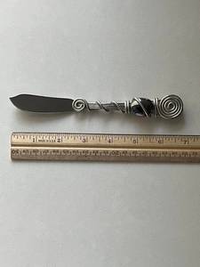 Stainless Steel Sheepsfoot Knife Straight Edge 0.6mm Thickness DIY Craft Utility Knife Single Blade Silver Wire <b>Wrapped</b> Handle - Product Image 3