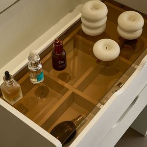 3-in-1 Small Vanity Desk Set Visible Glass Tabletop 3 Drawers for Apartment Features LED Mirror Lights Storage Bench 3 Colors - Product Image 6