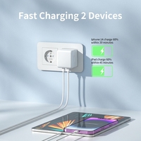 Chargeur rapide USB-C PD 20W avec câble de 2 mètres pour téléphone portable, prise de type G britannique