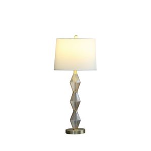 Lampada da tavolo Emil Moderne Geometric Light da 29,5 pollici in vetro testurizzato ambra con finitura oro spazzolato - Product Image 4