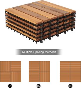 Azulejos modernos de madera de acacia de 6 listones, Color Natural, 12mm de espesor, acabado liso, económico para cocina, jardín al aire libre - Product Image 5
