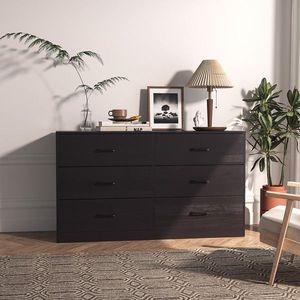 Organizzatore per Armadio a Doppia Fila con 3 Ripiani e 6 Cassetti in Truciolato Nero e Rivestimento in Tessuto Non Tessuto, 134x40x67cm, con Rivestimento Triamcinol - Product Image 1