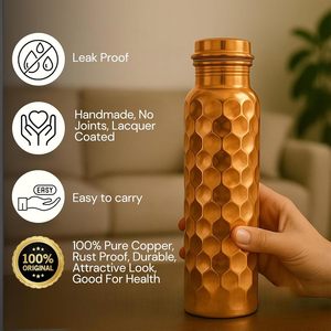 <b>1</b> <b>Litre</b> Copper <b>Water</b> <b>Bottle</b> for Men and Women Pure Copper Leak Proof Easy to Carry Suitable for Yoga School and Office - Product Image 5
