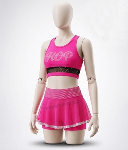 Ensemble de cheerleading pour filles avec soutien-gorge et jupe en strass, tenue d'entraînement de cheerleading avec strass - Product Image 6