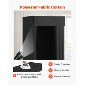 Cabina di prova portatile con tende in poliestere spesso, spazio privato per lo shopping, gancio ombreggiante per cabine prova di boutique, per arredamento di centri commerciali - Product Image 3