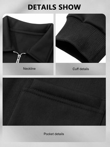 Sudadera de hombre al por mayor con media cremallera, 100% algodón, ecológica, transpirable, de secado rápido, para invierno, con cuello alto y bolsillo, corte regular. - Product Image 4