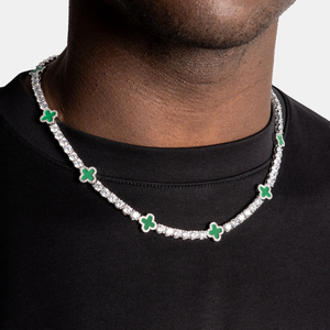 Collar de cadena tipo tenis con trébol de moissanita, estilo hip hop, con incrustaciones de diamantes de lujo, para hombre, de alta gama. - Product Image 5