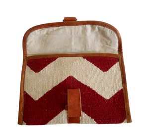 Bolsos de Mano Dhurrie de Algodón Tejido a Mano de Estilo Étnico Indio con Cuero Genuino, Bolso de Mano para Viaje - Product Image 2