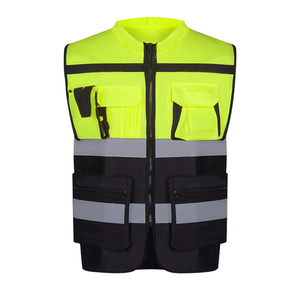 Gilet de sécurité imperméable en coton avec logo personnalisé imprimé, bandes réfléchissantes, rayures blanches et grises - Product Image 4